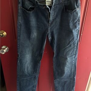 Urban Outfitters Men's Faded Dark Blue Relaxed Jeans